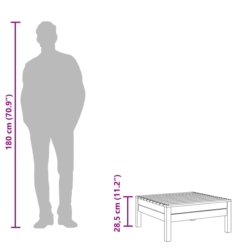 Garden Footstool Wax Brown Solid Wood Pine